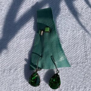 Vintage Green Earrings Set Double Piercing Set